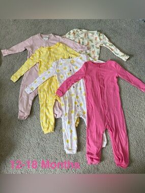 5 for $25! Baby Girls Mixed Sleepers - 12-18months